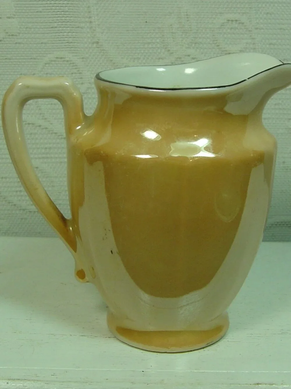 Vintage caramel colored Lusterware creamer/pitcher--3 1/2
